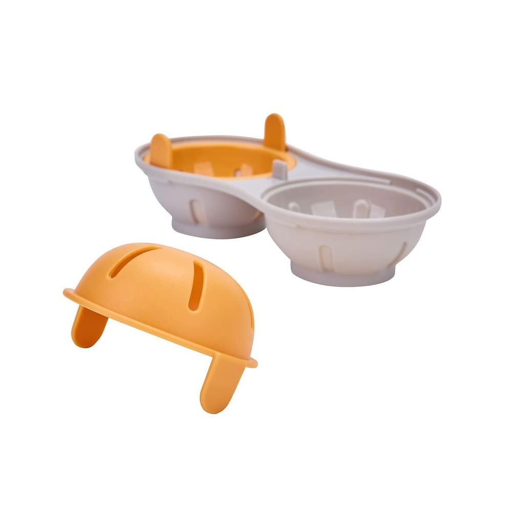 Recipient dublu pentru oua, din plastic  pentru gatit la microunde, 22 x 11.8 x 8 cm, portocaliu [3]