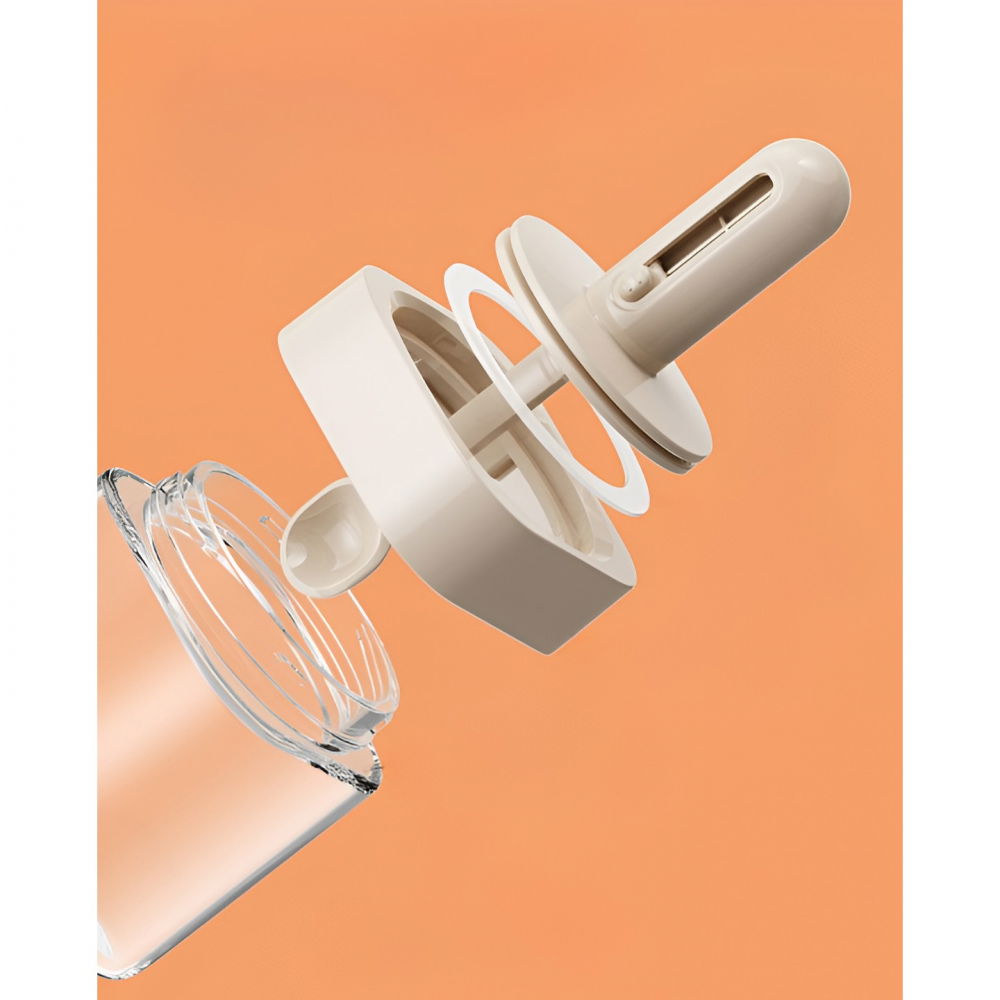 Recipient pentru depozitarea condimentelor, borcan din sticla, capac si lingura incorporate, uz casnic, 300 ml, 7.1x7.1x14.8 cm, gri [6]