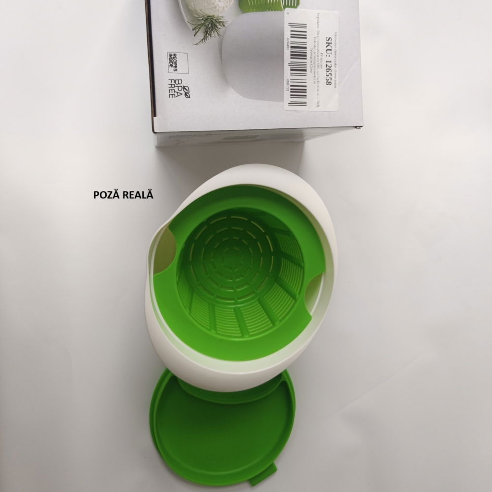 Recipient pentru preparat branza, capac de silicon, cheese maker din plastic, strecuratoare, 17x14.5x12.8 cm, alb [6]