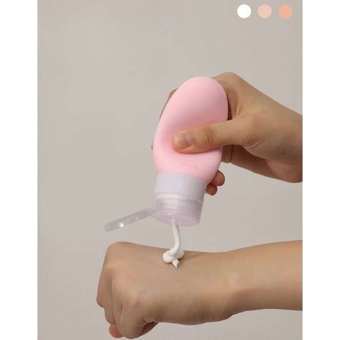 Recipient portabil din silicon elegant de voiaj, sticla de calatorie, potrivita pentru lotiune, sampon si alte lichide, anti-scurgere, cu posibilitate de reumplere, capacitate 90ml, 14cm, roz [4]