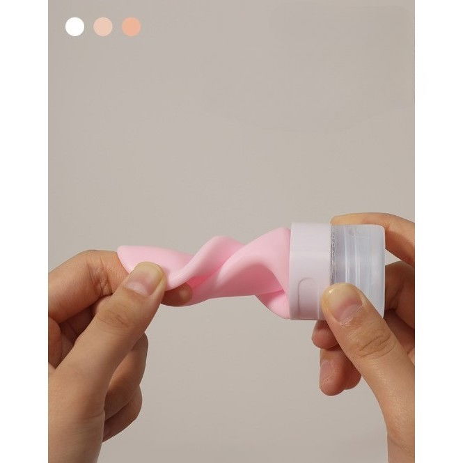 Recipient portabil din silicon elegant de voiaj, sticla de calatorie, potrivita pentru lotiune, sampon si alte lichide, anti-scurgere, cu posibilitate de reumplere, capacitate 90ml, 14cm, roz [5]