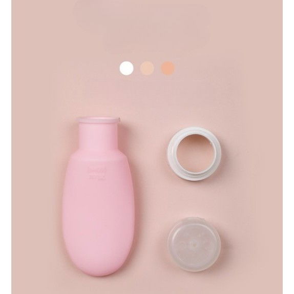 Recipient portabil din silicon elegant de voiaj, sticla de calatorie, potrivita pentru lotiune, sampon si alte lichide, anti-scurgere, cu posibilitate de reumplere, capacitate 90ml, 14cm, roz [2]
