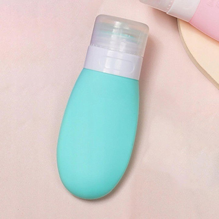 Recipient portabil din silicon elegant de voiaj, sticla de calatorie, potrivita pentru lotiune, sampon si alte lichide, anti-scurgere, cu posibilitate de reumplere, capacitate 90ml, verde [5]