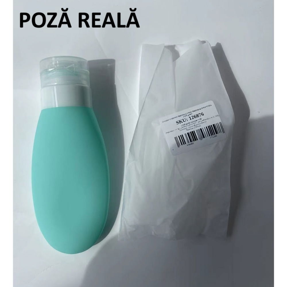 Recipient portabil din silicon elegant de voiaj, sticla de calatorie, potrivita pentru lotiune, sampon si alte lichide, anti-scurgere, cu posibilitate de reumplere, capacitate 90ml, verde [6]