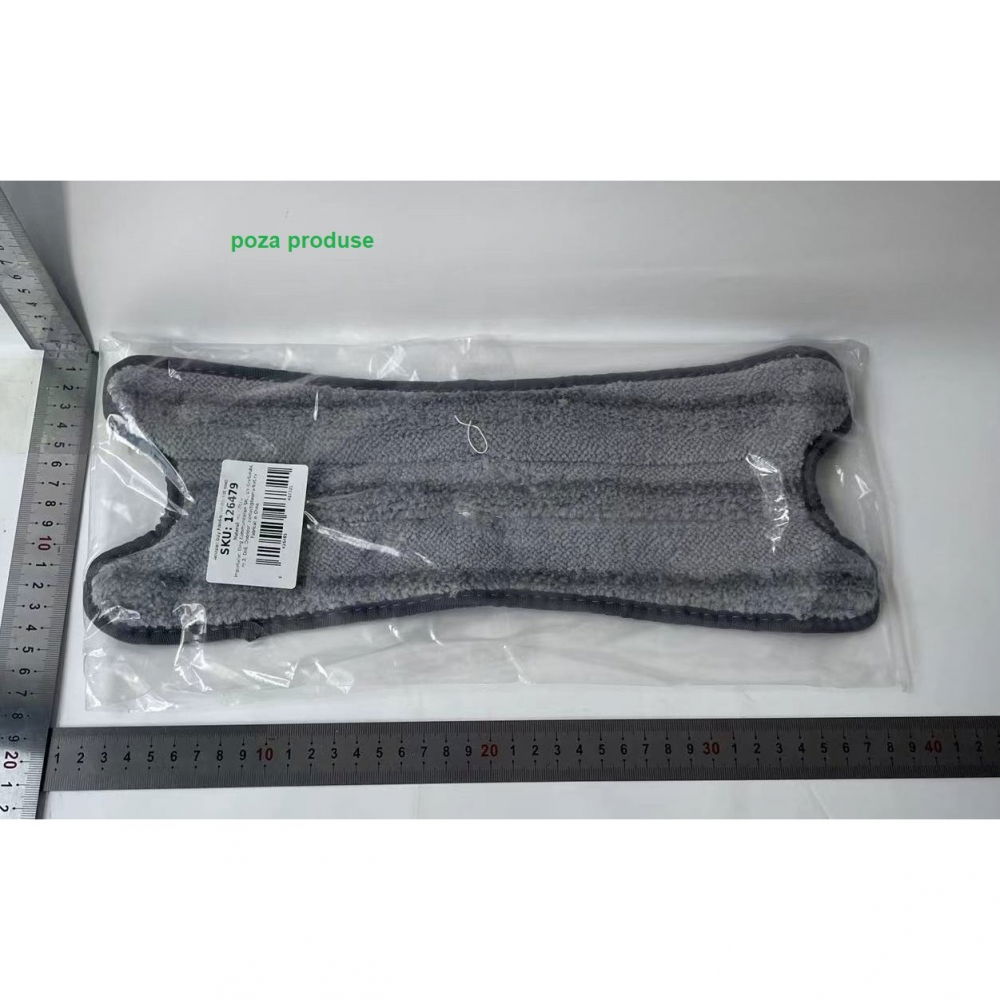 Rezerva mop plat, din fibre superfine, lavabila, 15 x 38 cm, argintiu [4]