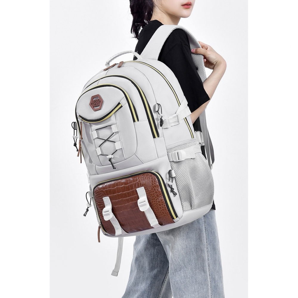 Rucsac multifunctional pentru calatorie, pentru alpinism, voiaj, drumetii, din panza oxford, 34x16x52 cm, alb [5]