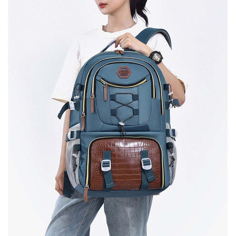 Rucsac multifunctional pentru calatorie, pentru alpinism, voiaj, drumetii, din panza oxford, 34x16x52 cm, albastru marin [2]