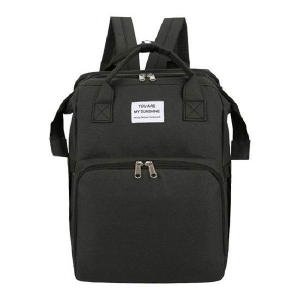 Rucsac multifunctional pentru mamici, cu patut pliabil si baza de schimbat, rezistent la apa, capacitate mare, usor, compartimente multiple, buzunar termic pentru lapte, 42 x 32 x 22 cm, negru [1]