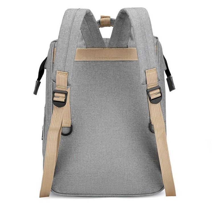 Rucsac multifunctional pentru mamici, cu patut pliabil si baza de schimbat, rezistent la apa, capacitate mare, usor, compartimente multiple, buzunar termic pentru lapte, 42 x 32 x 22 cm, gri [4]