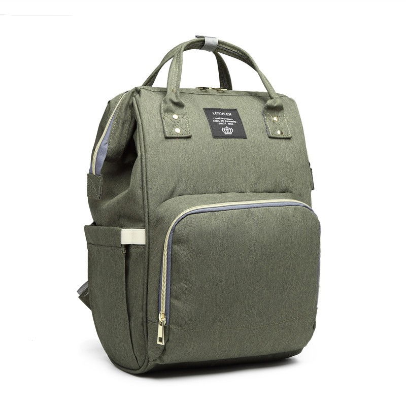 Rucsac multifunctional pentru mamici, din panza oxford, compartimentare multipla, impermeabil, 43 x 18 x 26 cm, verde army [2]
