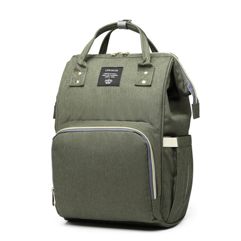 Rucsac multifunctional pentru mamici, din panza oxford, compartimentare multipla, impermeabil, 43 x 18 x 26 cm, verde army [3]