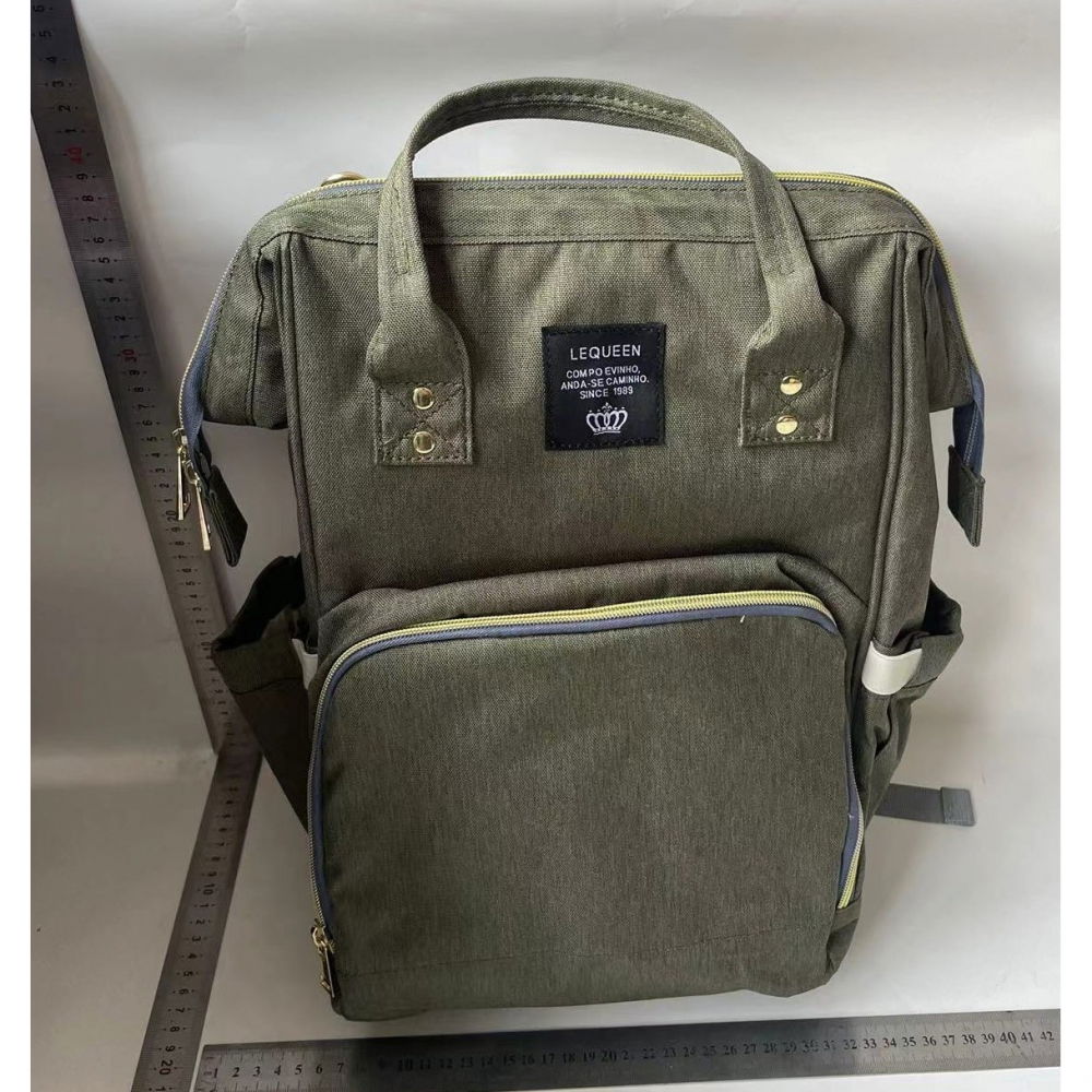 Rucsac multifunctional pentru mamici, din panza oxford, compartimentare multipla, impermeabil, 43 x 18 x 26 cm, verde army [5]