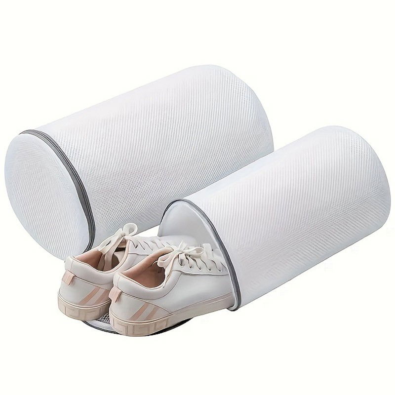 Sac cilindric pentru spalare incaltaminte, dimensiuni mici, pentru masina de spalat, 31x18x3 cm, alb [3]