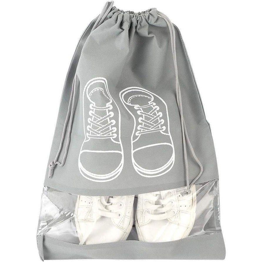 Sac depozitare incaltaminte, pentru voiaj sau depozitare, rezistent la praf, compatibil cu masina de spalat, 27 x 36 cm, gri deschis [9]