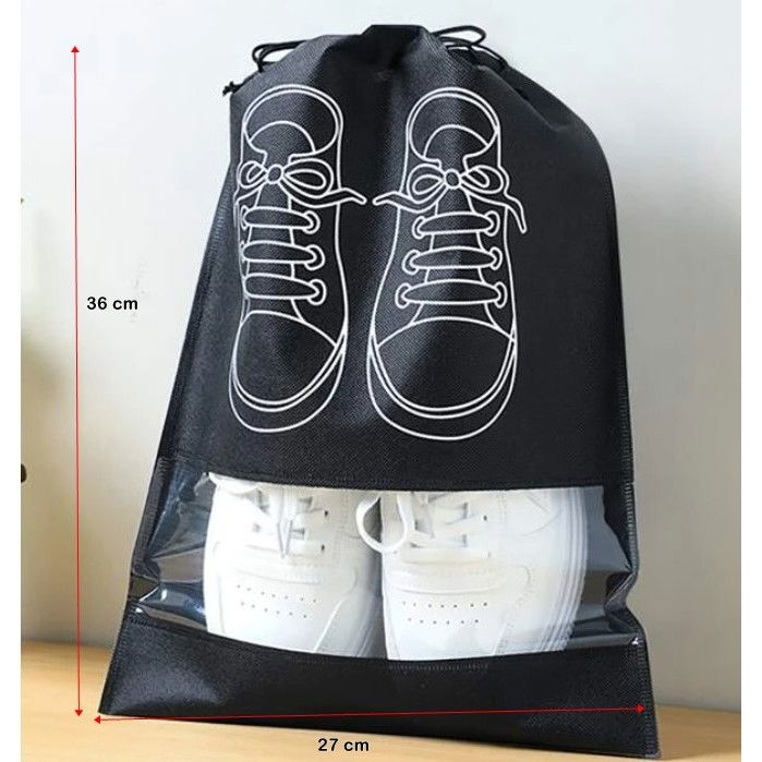 Sac depozitare incaltaminte, pentru voiaj sau depozitare, rezistent la praf, compatibil cu masina de spalat, 27 x 36 cm, negru [3]