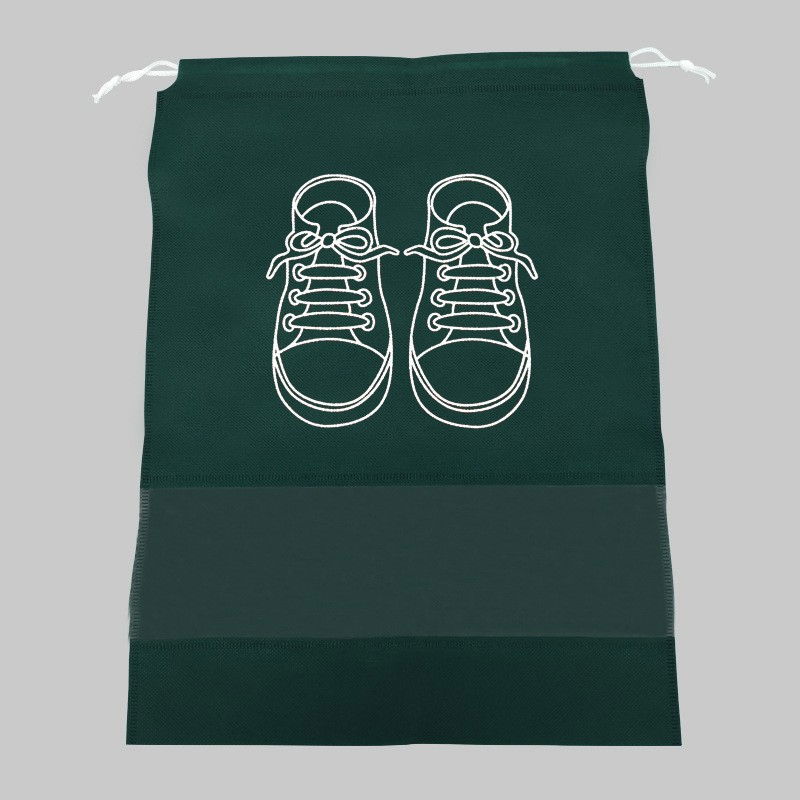 Sac depozitare incaltaminte, pentru voiaj sau depozitare, rezistent la praf, compatibil cu masina de spalat, 27 x 36 cm, verde inchis [2]