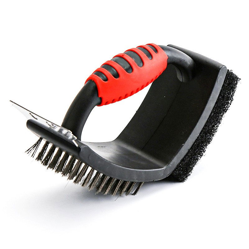 Sarma pentru gratar, 3 in 1, cu racleta si burete, sarna din otel inoxidabil, 16 x 7 x 11 cm [6]