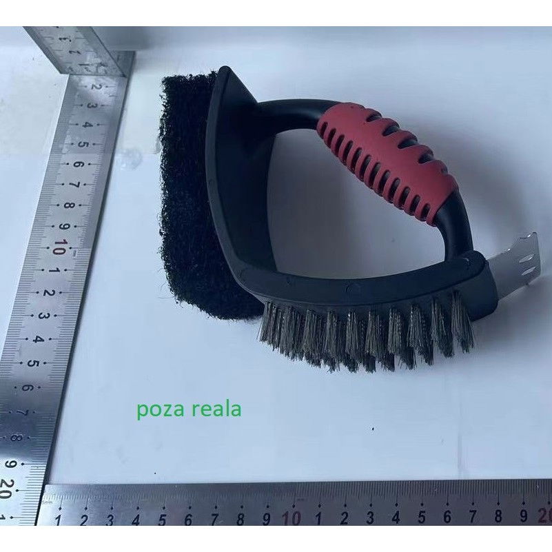 Sarma pentru gratar, 3 in 1, cu racleta si burete, sarna din otel inoxidabil, 16 x 7 x 11 cm [2]