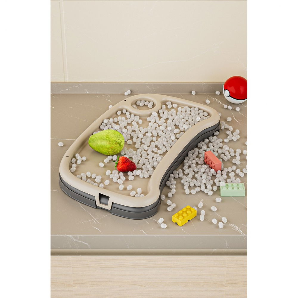 Scaun de masa pentru bebelusi si copii, 2 tavite si husa detasabile, multifuncțional, stabil, centura de siguranta, inaltime ajustabila, spatar reglabil moale, cos de depozitare, 100x50x80cm, de la 6 luni, crem [4]