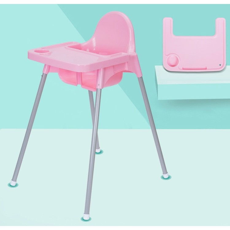 Scaun de masa, pentru bebelusi si copii 6-36 luni, din plastic/metal, centura in 2 puncte, tava detasabila, 63 x 57 x 85 cm, roz [3]