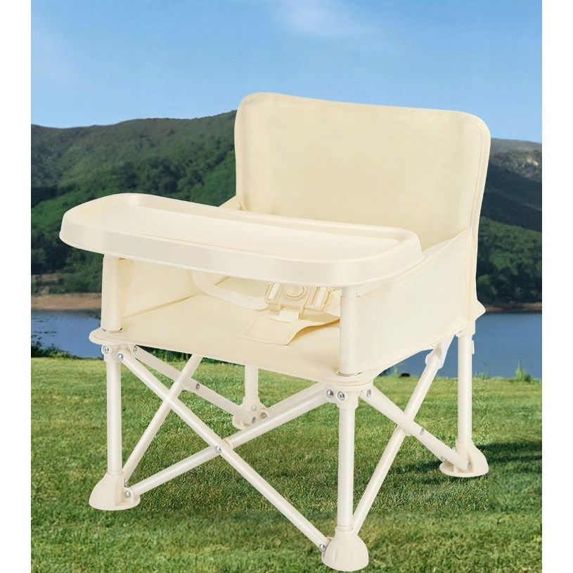 Scaun de masa pentru bebelusi si copii, tavita si husa detasabile, multifuncțional, stabil, centura de siguranta, cos de depozitare, bej, cu umbrela roz, de la 6 luni [6]