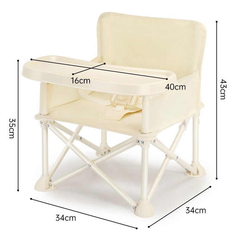 Scaun de masa pentru bebelusi si copii, tavita si husa detasabile, multifuncțional, stabil, centura de siguranta, cos de depozitare, bej, cu umbrela verde, de la 6 luni [9]