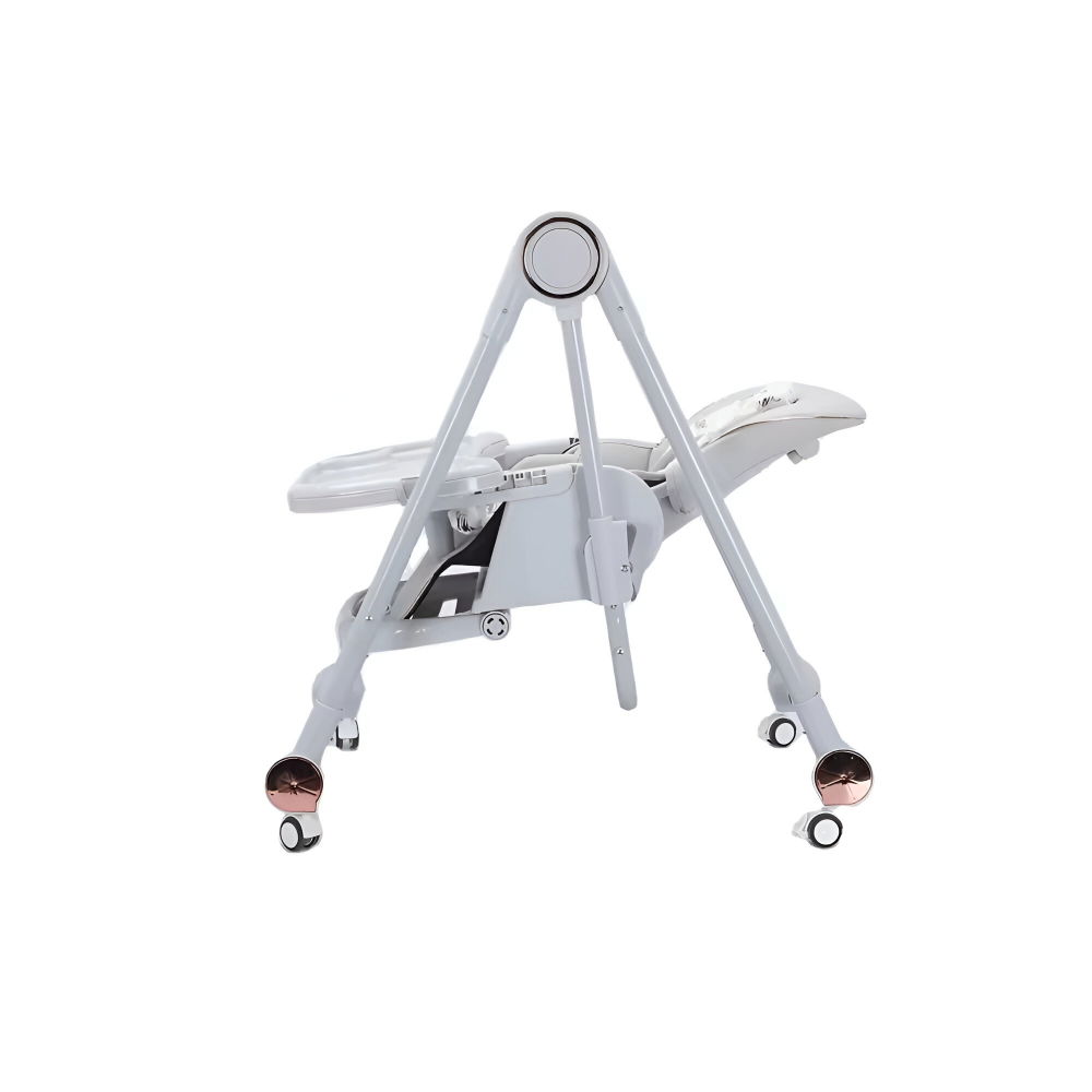 Scaun de masa pentru bebelusi si copii, tavita si husa detasabile, multifuncțional, stabil, centura de siguranta, inaltime ajustabila, spatar reglabil moale, balansoar, de la 6 luni, gri [3]