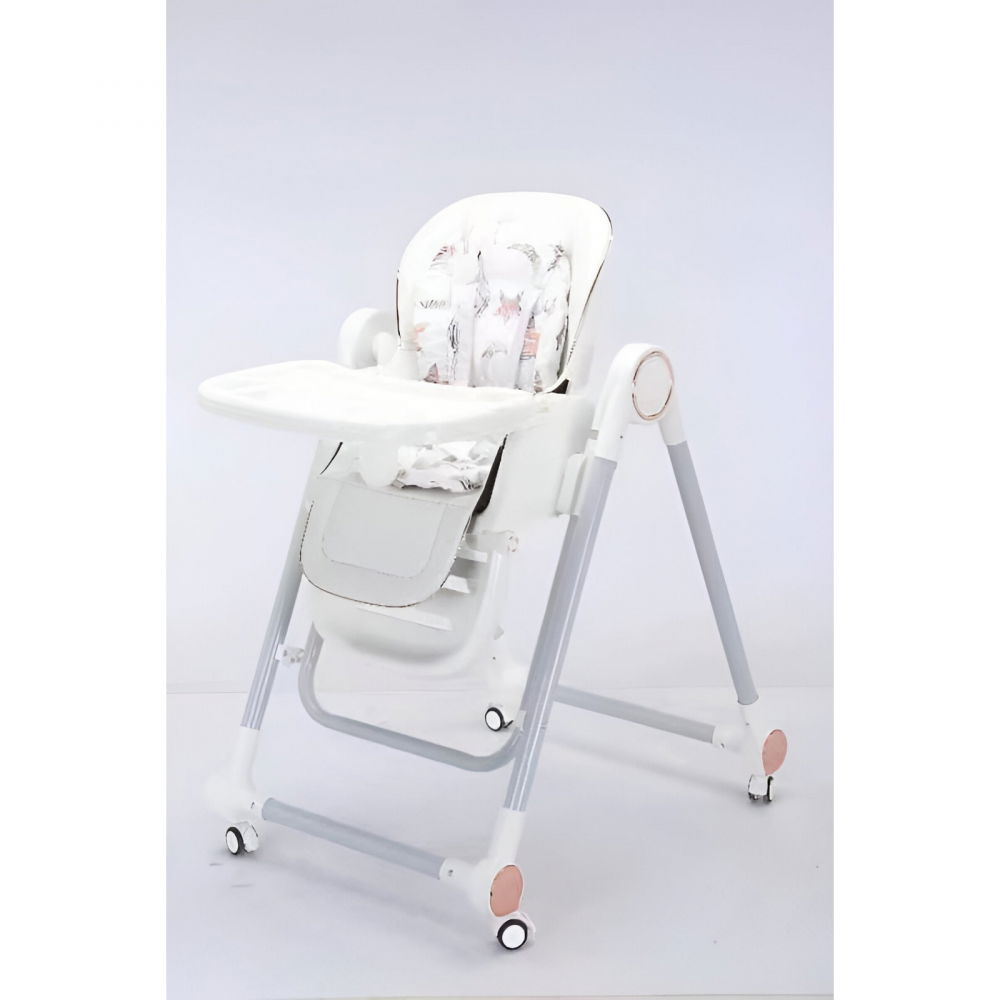 Scaun de masa pentru bebelusi si copii, tavita si husa detasabile, multifuncțional, stabil, centura de siguranta, inaltime ajustabila, spatar reglabil moale, balansoar, de la 6 luni, alb [5]