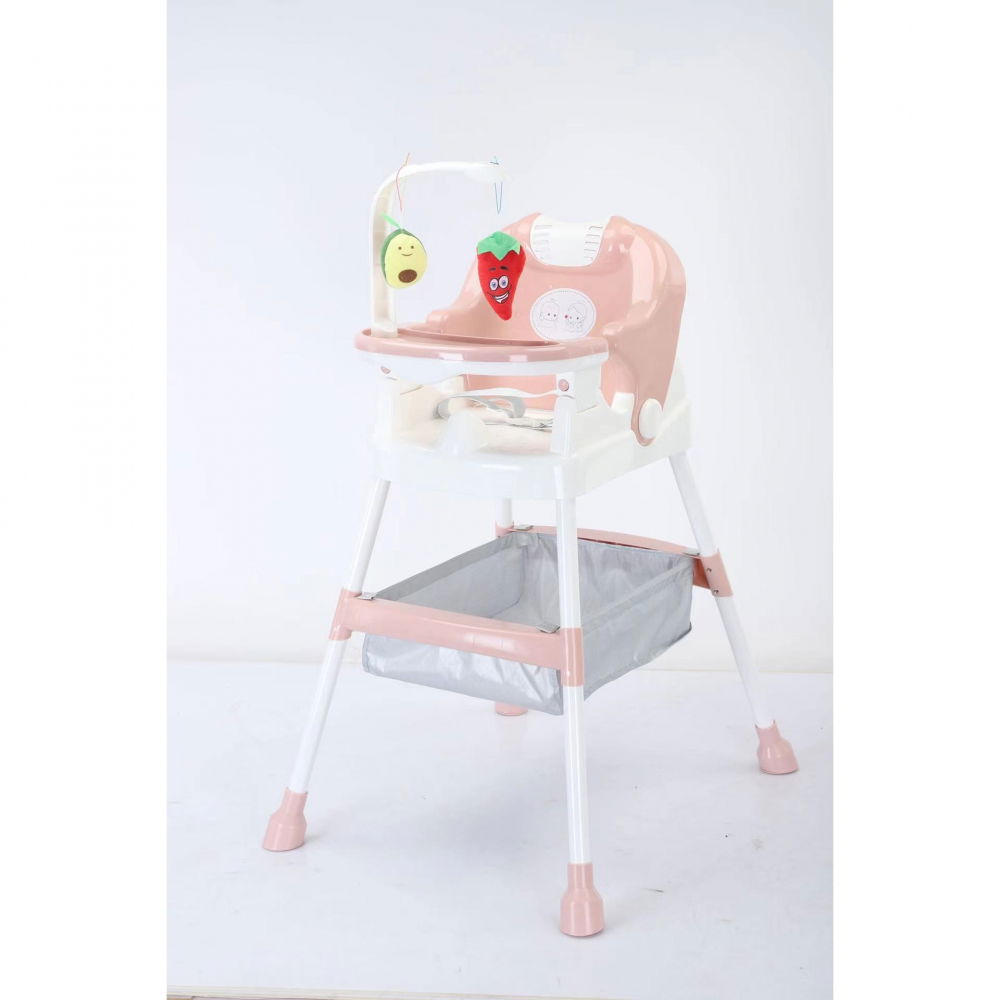 Scaun de masa pentru copii, multifunctional, pliabil, cu roti, cos de depozitare, din plastic, centura de siguranta, suport de agatat jucarii, 110 x 60 x 70 cm, roz [5]