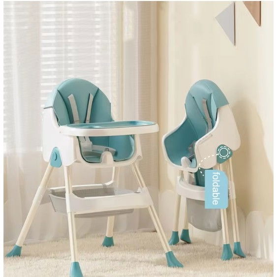 Scaun de masa pliabil 3in1, reglabil, multifunctional, 3 pozitii, masuta si husa detasabile, centura de siguranta, albastru [6]