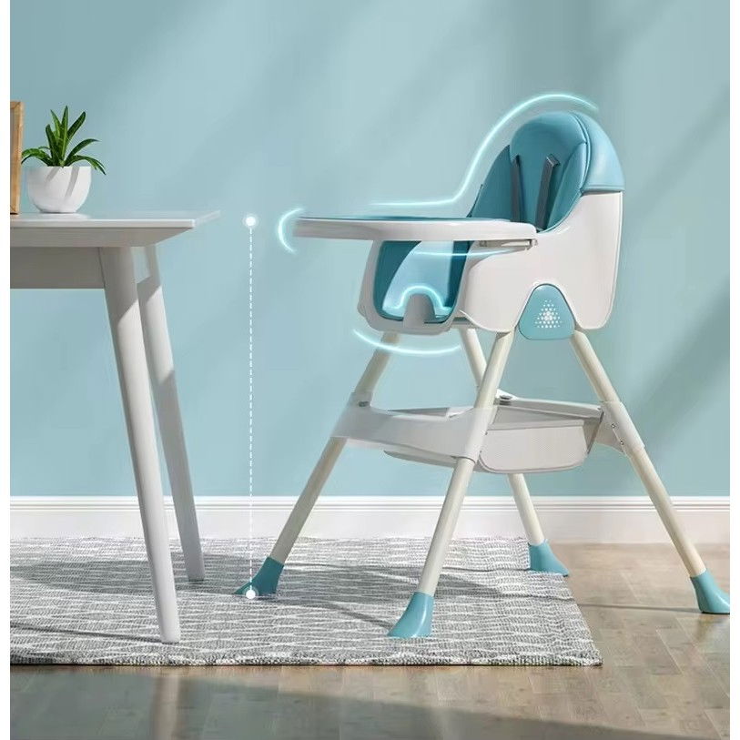 Scaun de masa pliabil 3in1, reglabil, multifunctional, 3 pozitii, masuta si husa detasabile, centura de siguranta, albastru [3]