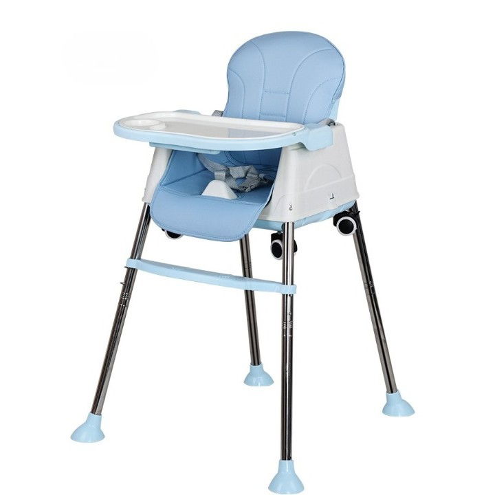 Scaun de masa pliabil 3in1, reglabil, multifunctional, 3 pozitii, masuta si husa detasabile, roti, centura de siguranta, ajustare inaltime, albastru [3]