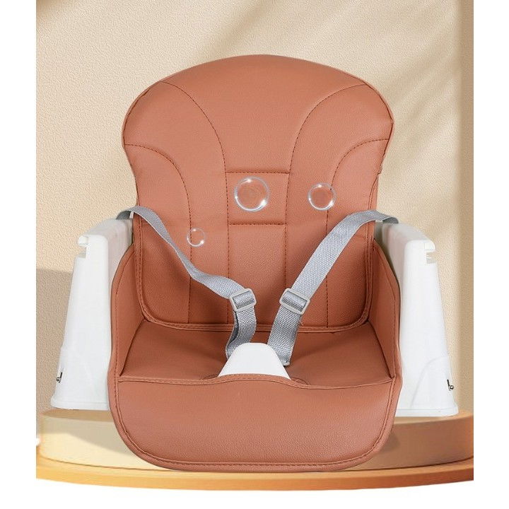 Scaun de masa pliabil 3in1, reglabil, multifunctional, 3 pozitii, masuta si husa detasabile, roti, centura de siguranta, ajustare inaltime, maro [6]