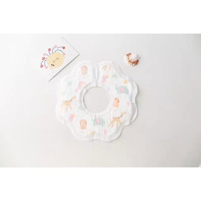 Set 10 bavete de unica folosinta, model animalute, pentru bebelusi, alb gri [3]