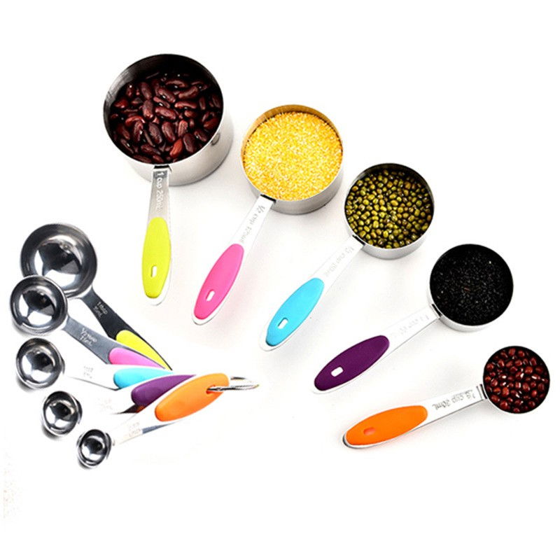 Set 10 piese de masurare, 5 linguri gradate + 5 cesti gradate, otel inoxidabil + silicon, 19 x 8 x 9 cm, multicolor [6]
