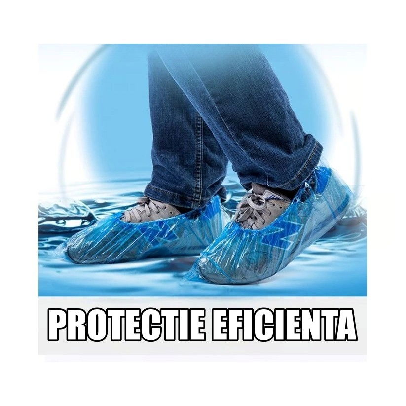 Set 100 huse de pantofi impermeabile de unica folosinta, universale, albastre, pentru zile ploioase [4]
