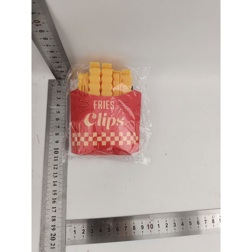 Set 12 clipsuri de etansare, pentru pungi alimentare, condimente, suport cu magnet, model cartofi prajiti, din plastic, multicolor [11]