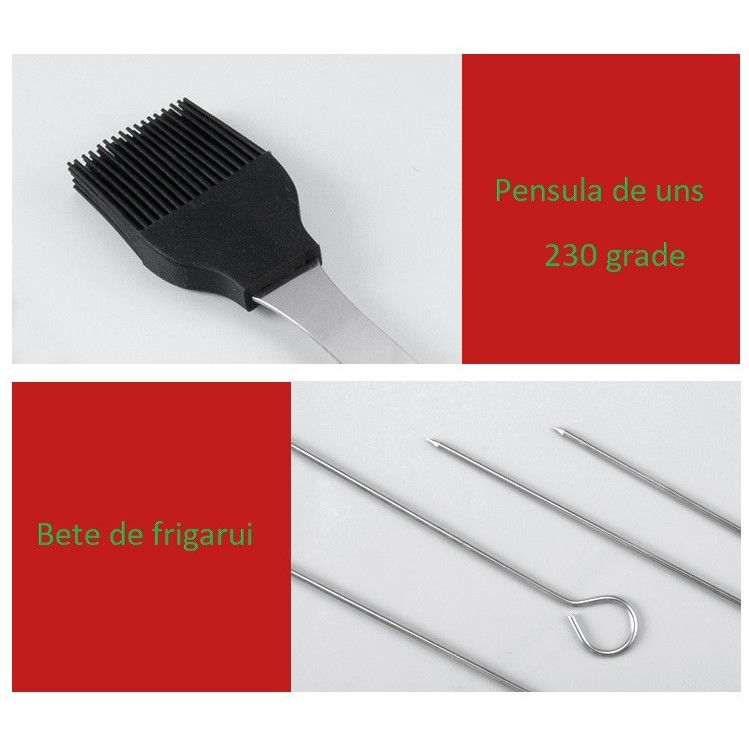 Set 18 ustensile pentru gratar, din otel inoxidabil, geanta oxford, argintiu [5]