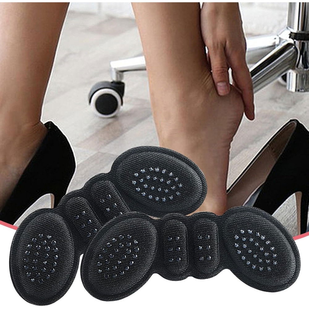 Set 2 branturi cu pernute pentru calcai, suport interior pentru incaltaminte, marime universala, aderent pe piele, negru [6]