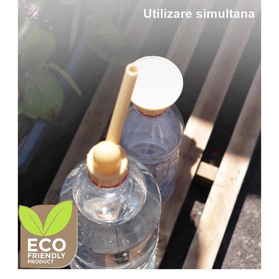 Set 2 capace de sticla pentru irigat florile stropitoare si teava, practic si usor de utilizat, portabil, reutilizabil, 8 x 7.5 cm, galben [5]