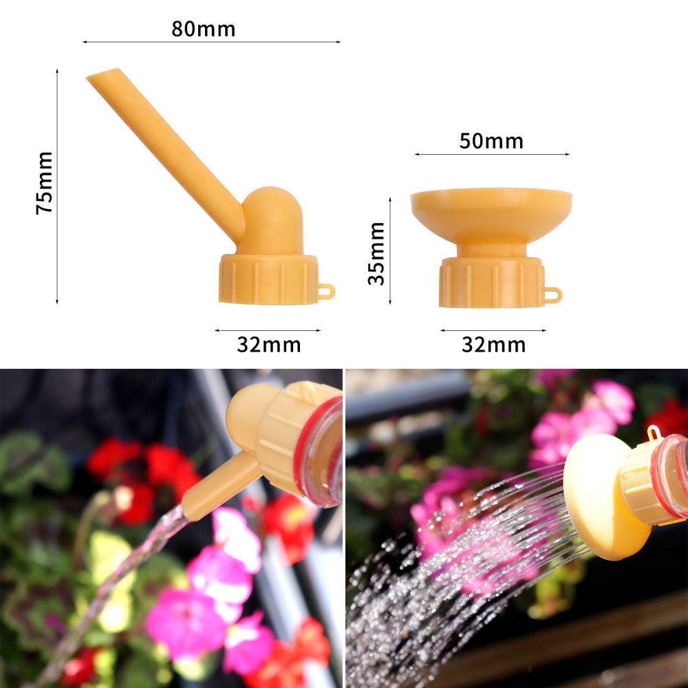 Set 2 capace de sticla pentru irigat florile stropitoare si teava, practic si usor de utilizat, portabil, reutilizabil, 8 x 7.5 cm, galben [6]