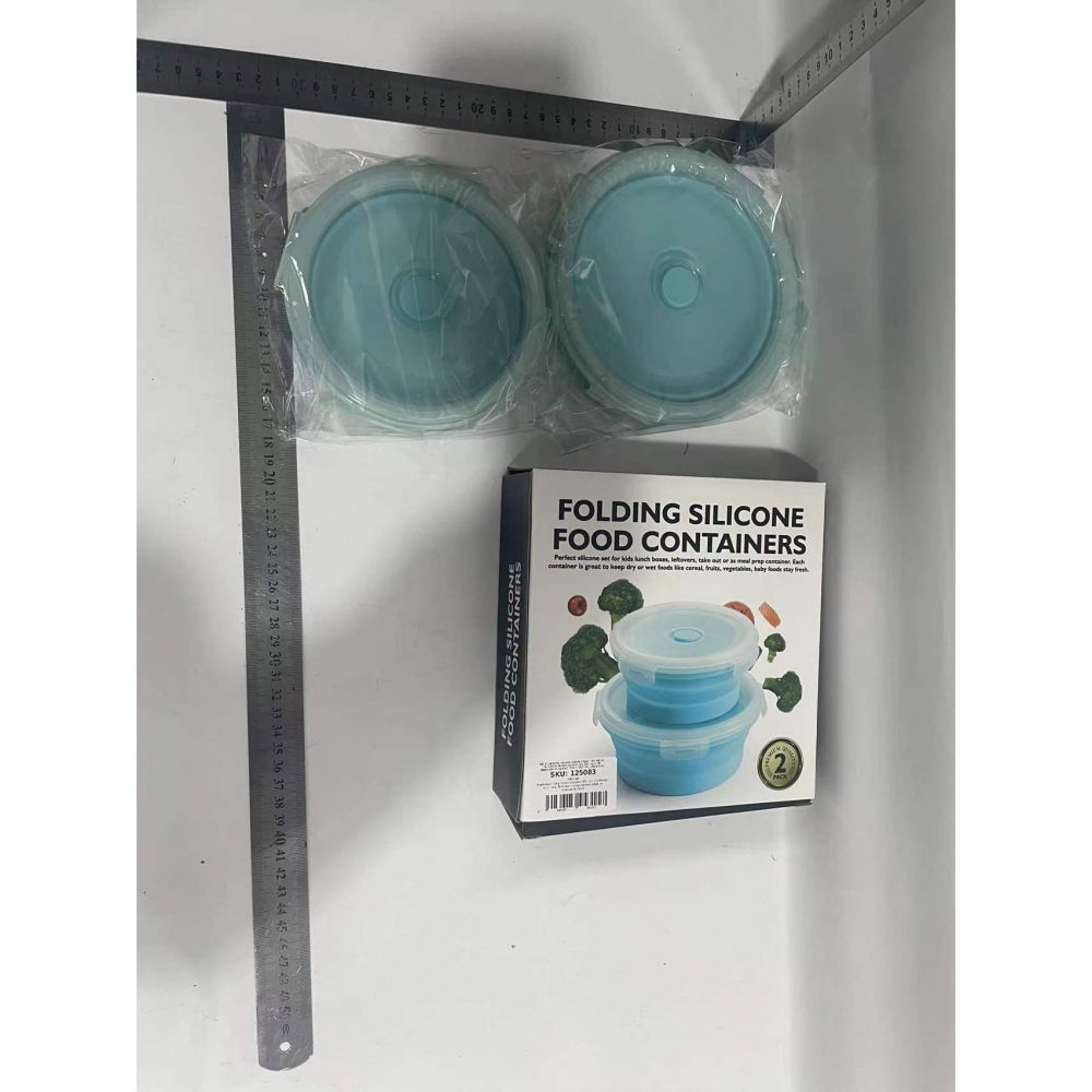 Set 2 caserole rotunde pliabile  din silicon, rezistenta la temperaturi ridicate, usor de depozitat si curatat, 500 si 800 ml, utilizare in cuptorul cu microunde, albastra [6]