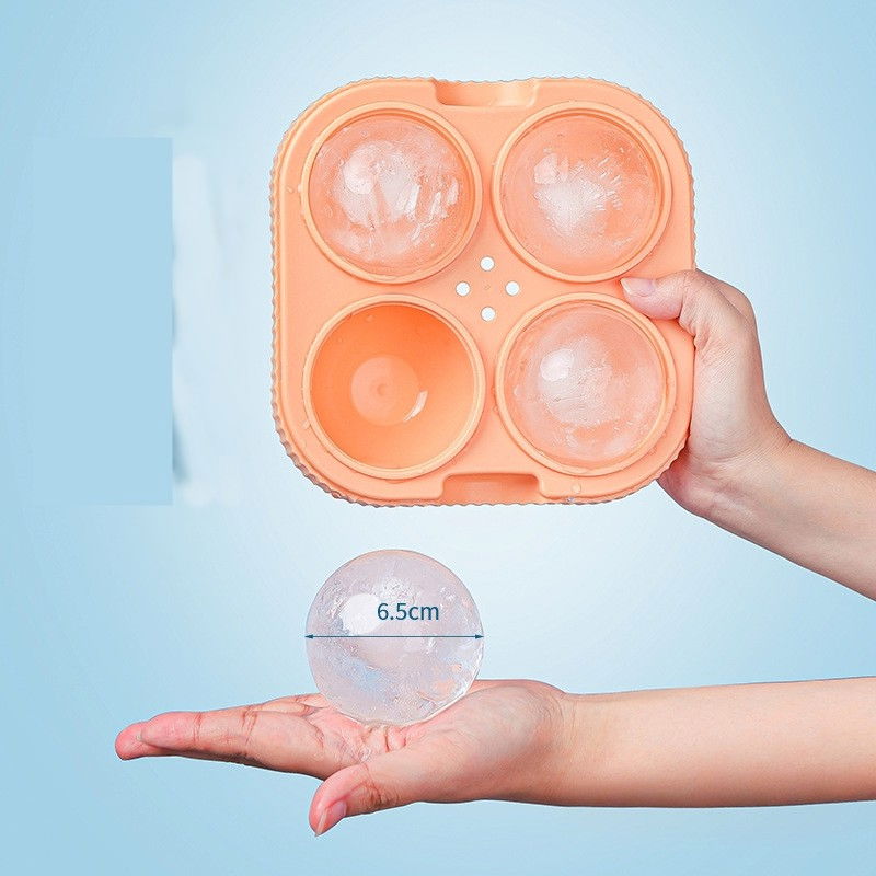 Set 2 forme sfere de gheata pentru wiskey si cocktail-uri  4 sfere, material plastic/silicon alimentar, diametru 6.5 cm, cu orificiu tip palnie pentru umplere, 17 x 17 x 7 cm, multicolor [3]