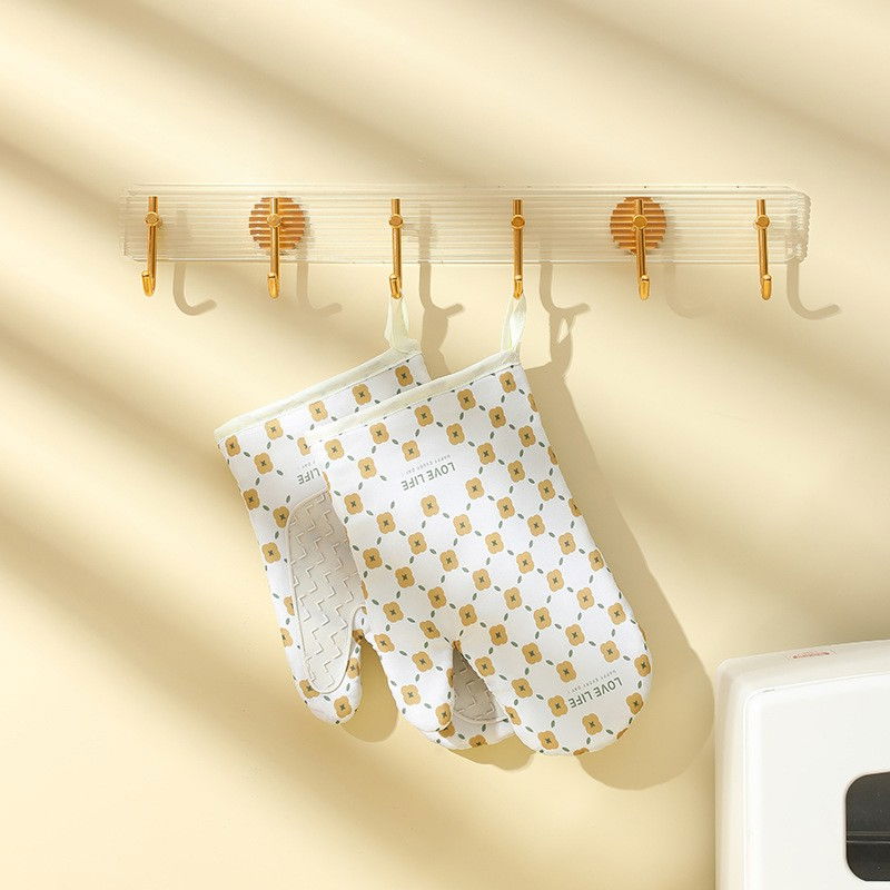 Set 2 manusi cuptor  manusa de bucatarie,  rezistenta 330 grade, textil si cauciuc, 26.5x18 cm, alb [10]