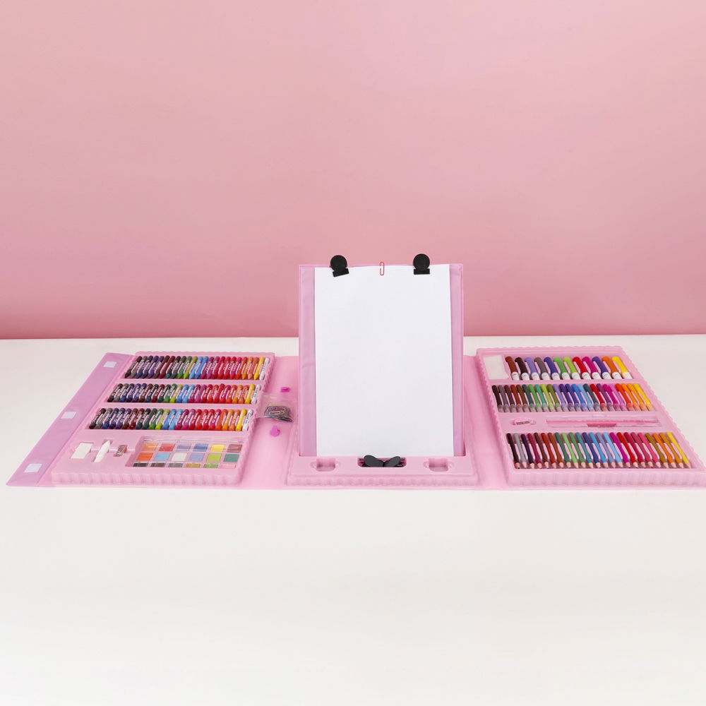 Set 208 piese, complet pentru pictura si desen, tip servieta, 3-12 ani, 32.6 x 27.7 x 6 cm, roz [4]