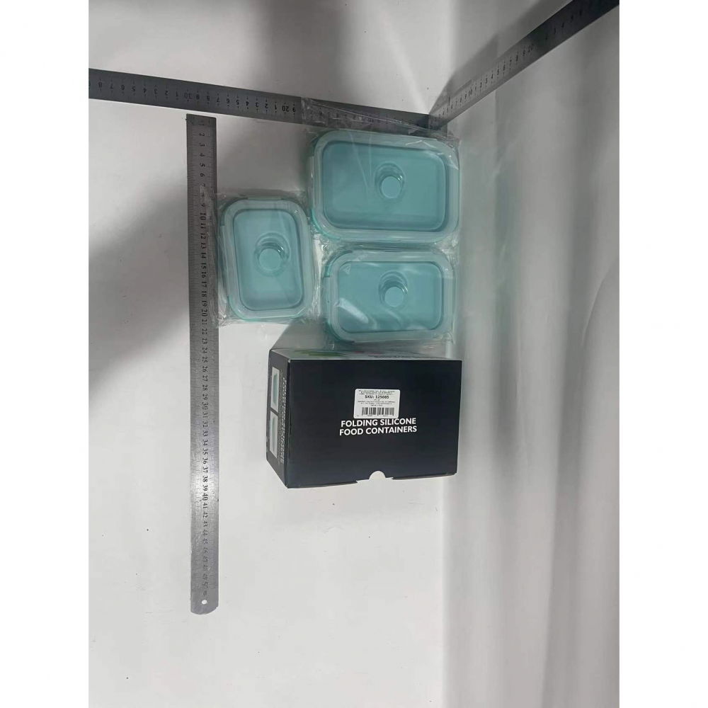 Set 3 caserole pliabile  din silicon, rezistenta la temperaturi ridicate, usor de depozitat si curatat, 350/500/800 ml, utilizare in cuptorul cu microunde, albastra [8]