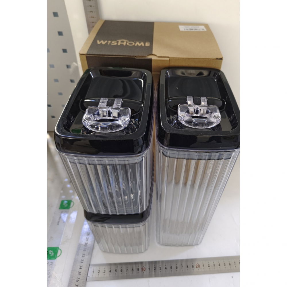 Set 3 recipiente din plastic, pentru alimente/obiecte, inchidere ermetica, textura ondulata, 2 x 1.5l, 1 x 3.3 l, transparent [7]