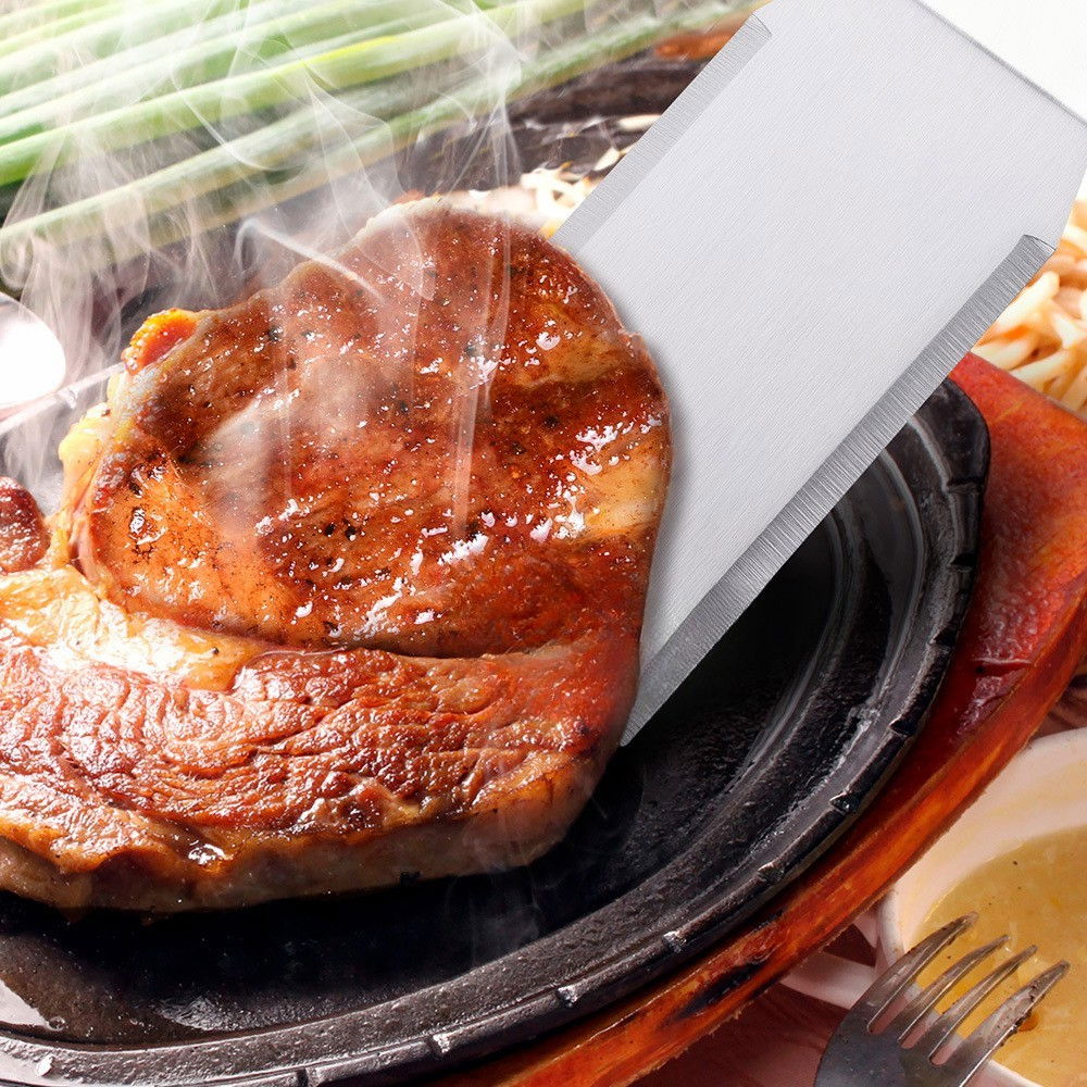 Set 3 spatule pentru gratar  din metal, margini subtiri, suprafata antiaderenta, rezistente la temperaturi ridicate, maner ergonomic din lemn, 3 forme, agatatoare, gri [3]