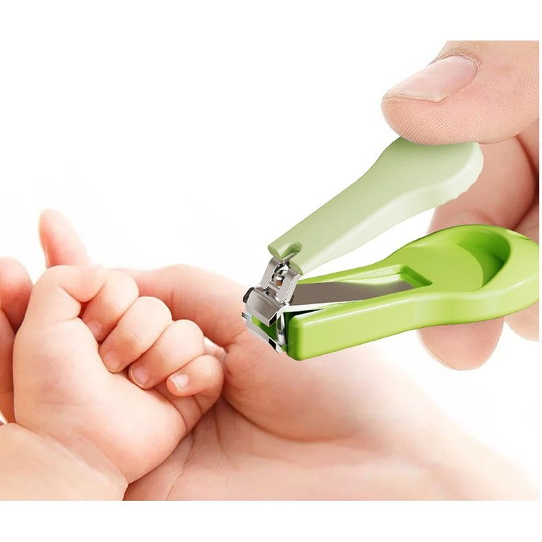 Set 4 piese ingrijire unghii bebelusi, din abs+otel inoxidabil, cutie de depozitare tip maimuta, de la 0 luni, verde [2]