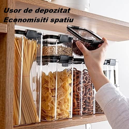 Set 4 recipiente depozitare alimente,   pentru organizare bucatarie, cu inchidere ermetica, transparent, plastic fara bpa, compatibile cu masina de spalat vase, diferite dimensiuni, 350 ml, 1300 ml, 2700 ml, 4600 ml [3]